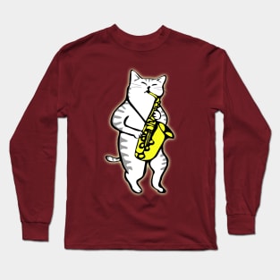 Cat Playing Saxophone Long Sleeve T-Shirt